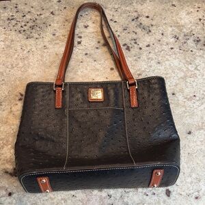 Dooney & Bourke Black Tote with Brown Leather Straps